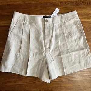 NWT Banana Republic linen pleated shorts women’s 14 beige minimal